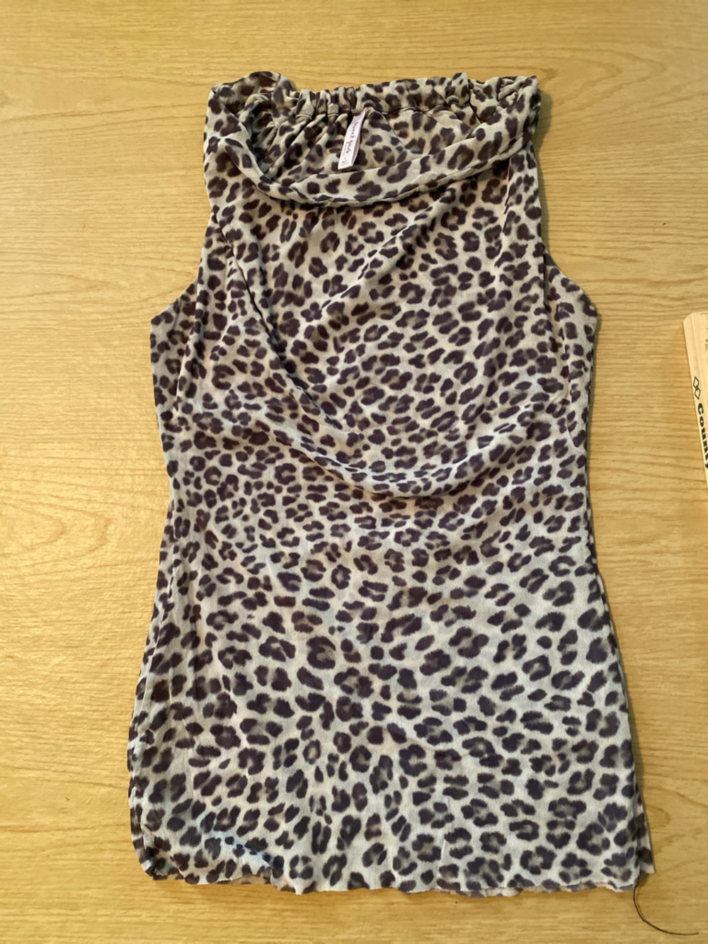 Sweet Pea Leopard Print Cowl Neck Sleeveless Top - Brown/Black. Neck Adjusts